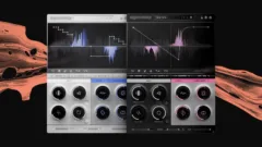 Le plugin Baby Audio HyperWarp affiché en deux instances, thèmes clair et sombre, avec son graphe temporel