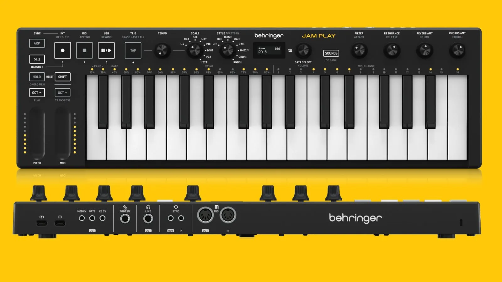 Les mini-claviers 32 touches et les encodeurs du Behringer Jam