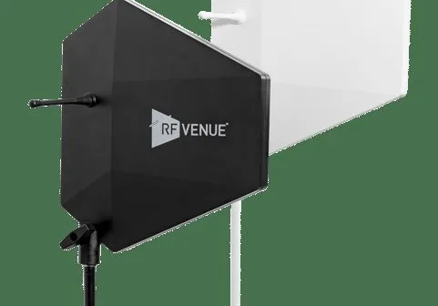 Antenne directionnelle à diversité pour micros sans fil, montée sur pied face à la scène