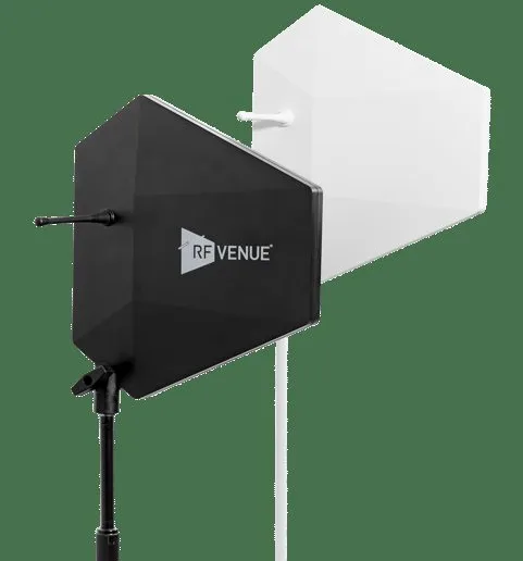 Antenne directionnelle à diversité pour micros sans fil, montée sur pied face à la scène