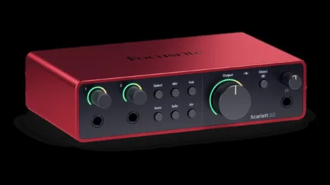 Interface audio Focusrite Scarlett 2i2 de 4e generation vue de dessus