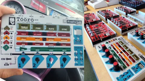 Le synthétiseur de bureau hybride Fred's Lab Töörö mkII vu de face