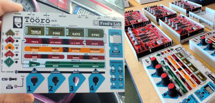 Le synthétiseur de bureau hybride Fred's Lab Töörö mkII vu de face