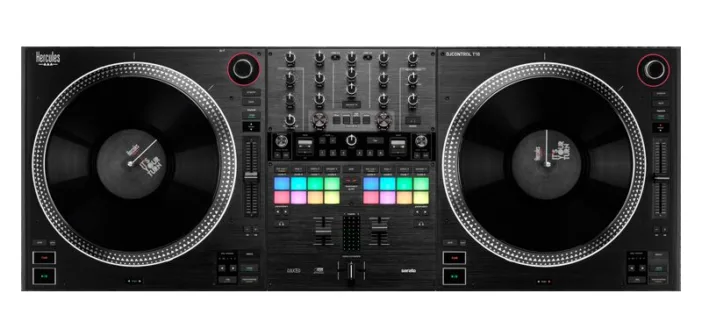 Hercules DJControl T10, contrôleur DJ motorisé vu de dessus