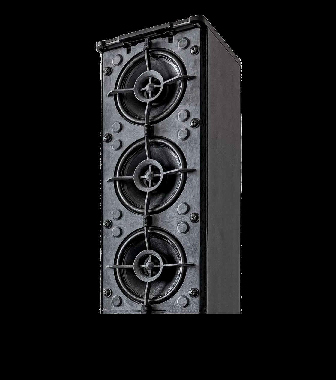 Close-up of the drivers and phaseplug waveguides of the ELEMENTS MK2 635 column