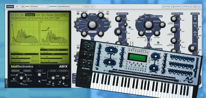 Isla Electronics ASYX, emulation logicielle de l'Alesis Andromeda A6, interface principale