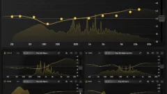 Interface de l'égaliseur Mastering The Mix CARBON Q montrant le mix et ses quatre canaux liés