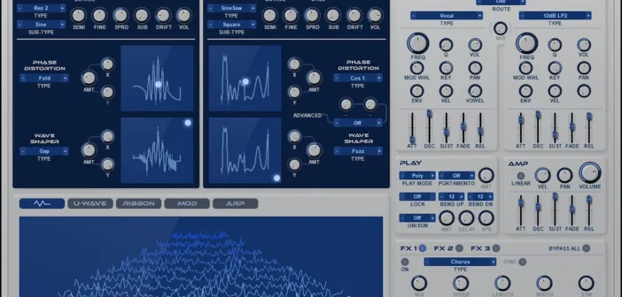L'interface du synthetiseur logiciel Rob Papen QUAD 2 avec l'affichage 3D de l'onde de sortie