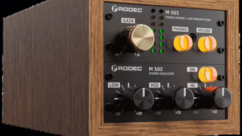 Préamplificateur phono Rodec BUNK 01 en coffret bois, modules M 101 et M 102