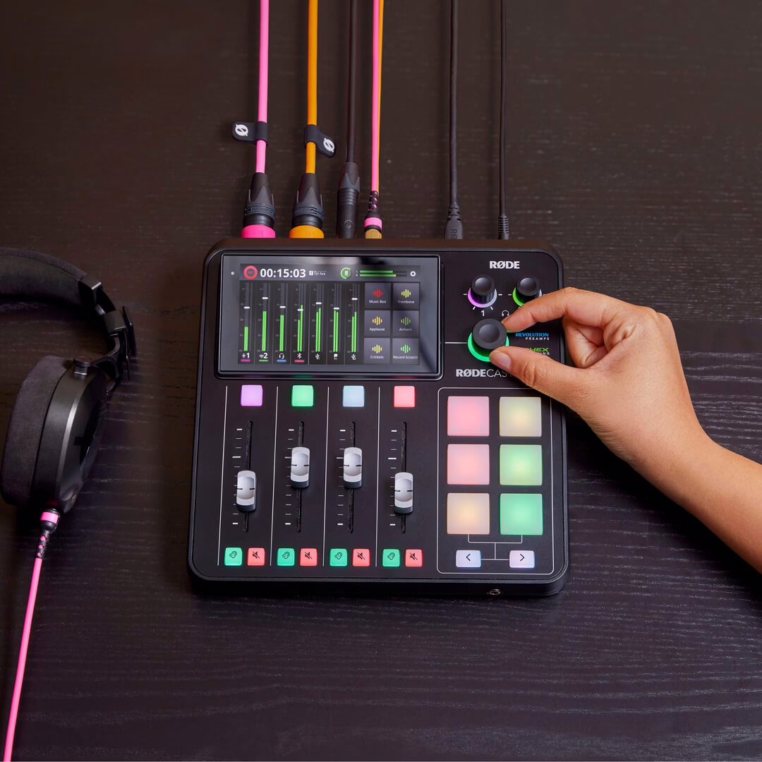 The RØDE RØDECaster Duo, the compact version of the podcast console