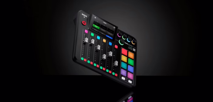 La console de podcast RODE RODECaster Pro II vue de trois quarts