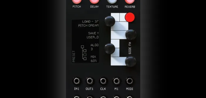Le module multi-effets Eurorack RYK Modular Side FX, format 14 HP, sur fond noir