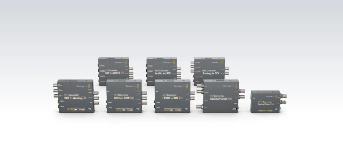 Des convertisseurs Blackmagic Mini Converter dédiés à l'embedding et au de-embedding audio sur SDI (Audio to SDI, SDI to Audio)