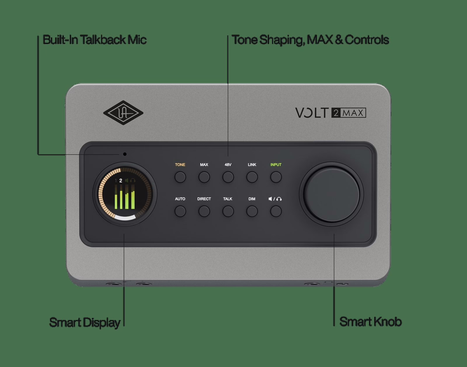 I/O connectors on the Universal Audio Volt 2 Max