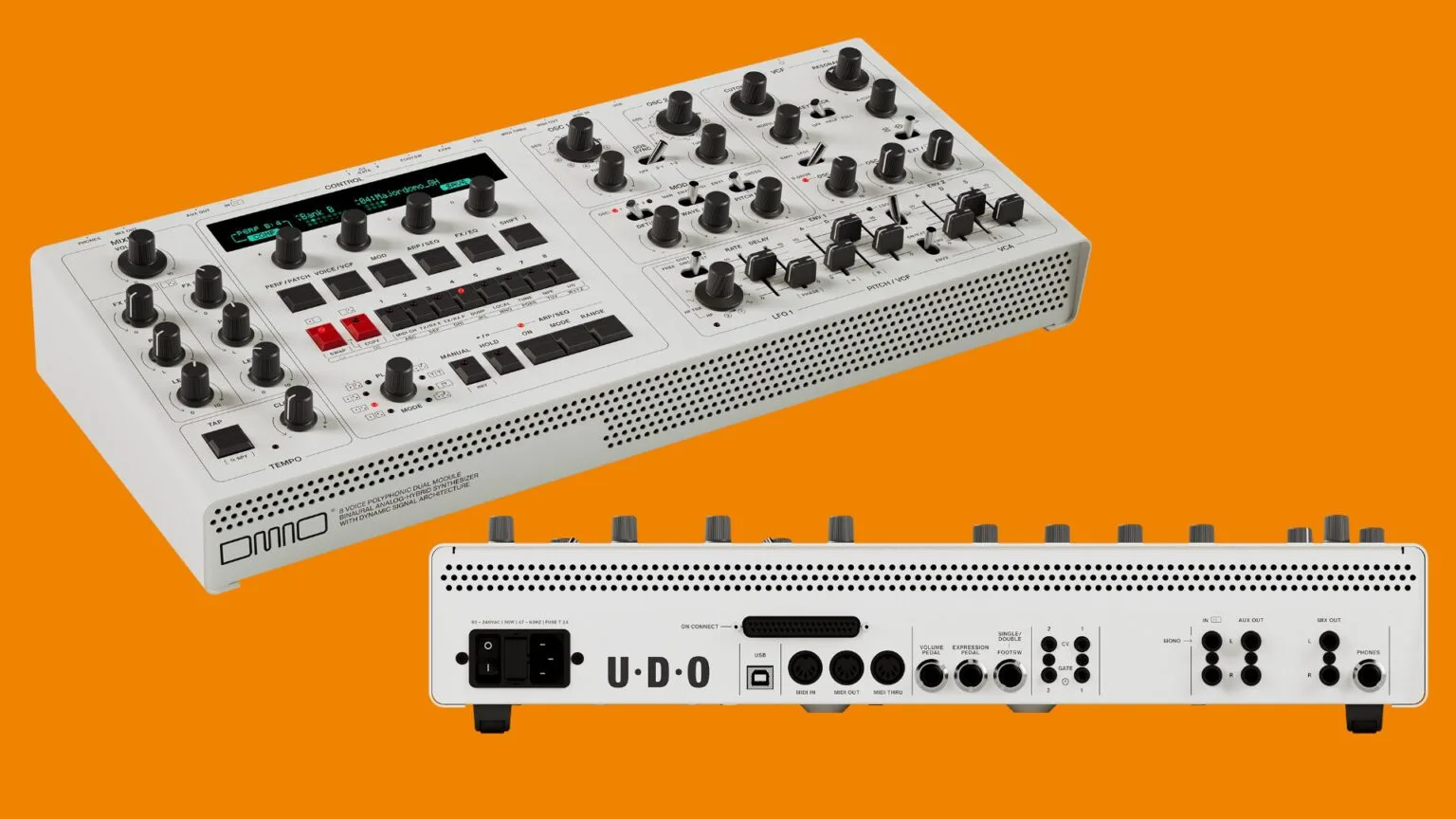 Control panel of the UDO Audio DMNO ON with its VFD display