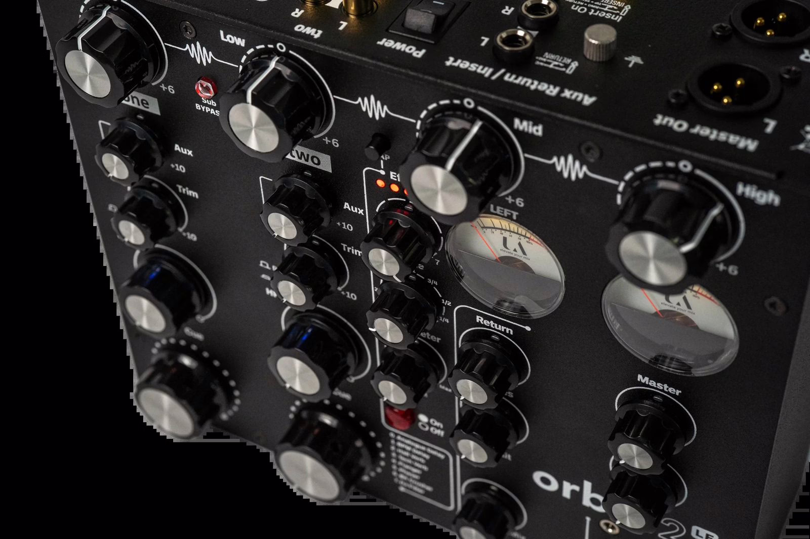 Détail de la section effets et de l'isolateur du Union Audio orbit.2 LE fx
