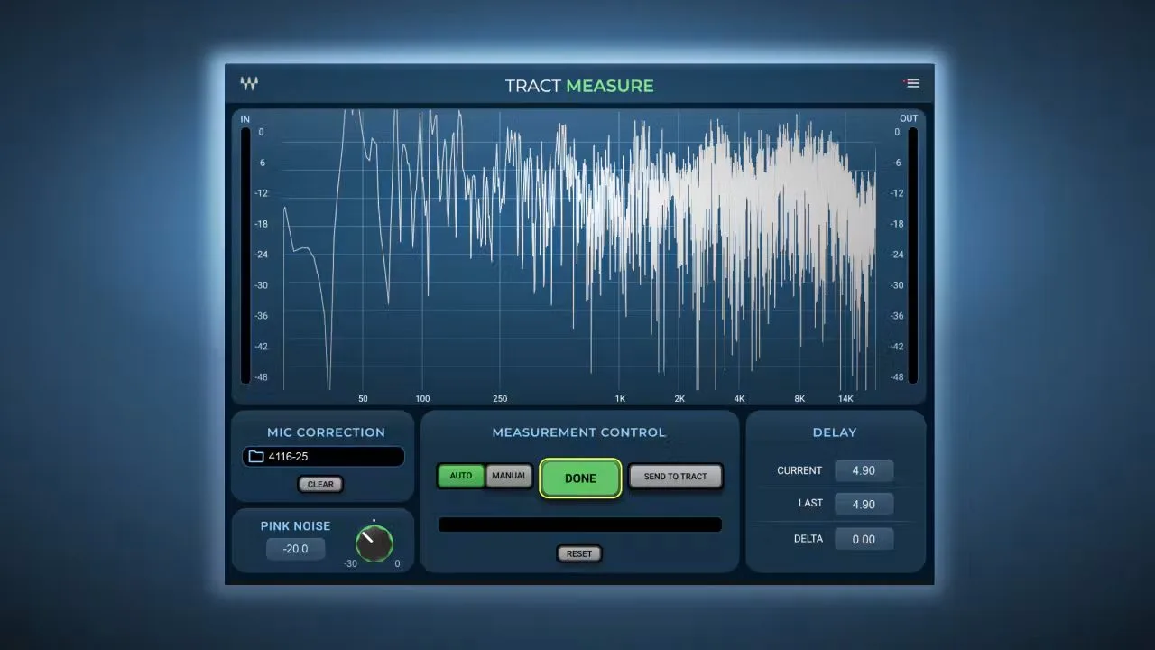 Waves TRACT Measure module: mic correction, pink-noise generator and measurement control