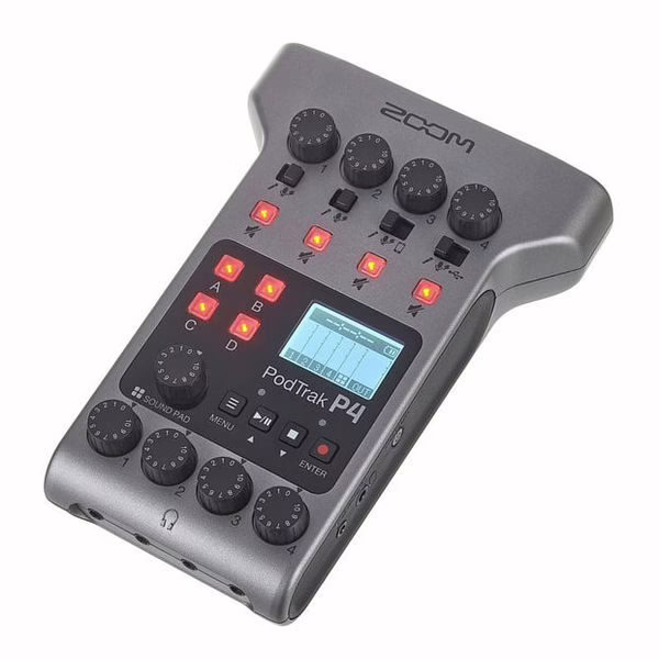 The portable Zoom PodTrak P4 podcast recorder