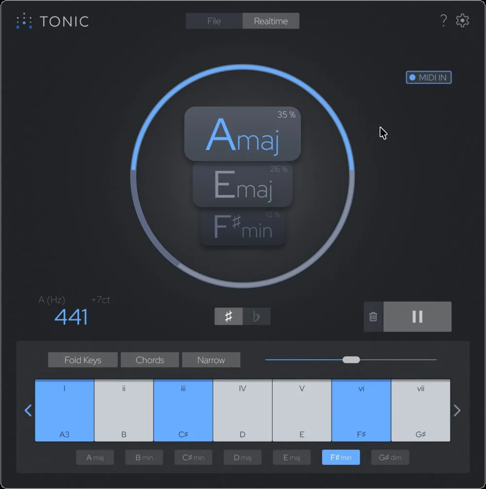 Le mode Fold Keys de TONIC 2 transforme le clavier MIDI en instrument dans la gamme