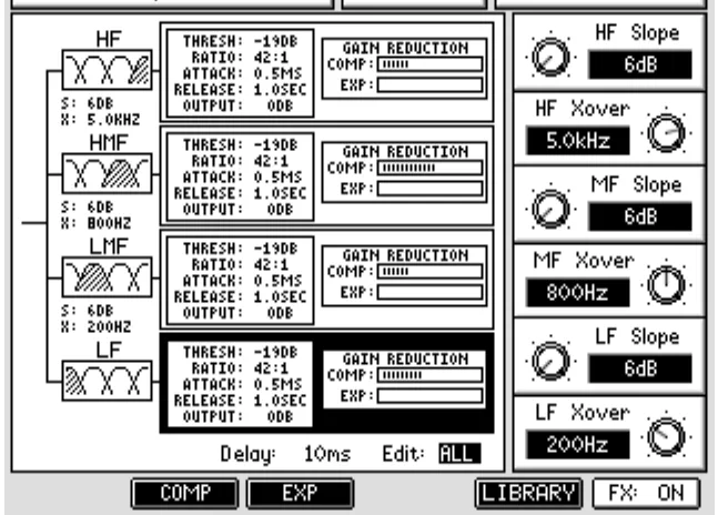 Écran de l'Akai DPS24, compresseur multibande (capture du manuel)