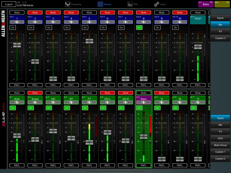 dLive MixPad — capture d’écran
