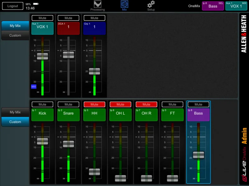 dLive OneMix — capture d’écran