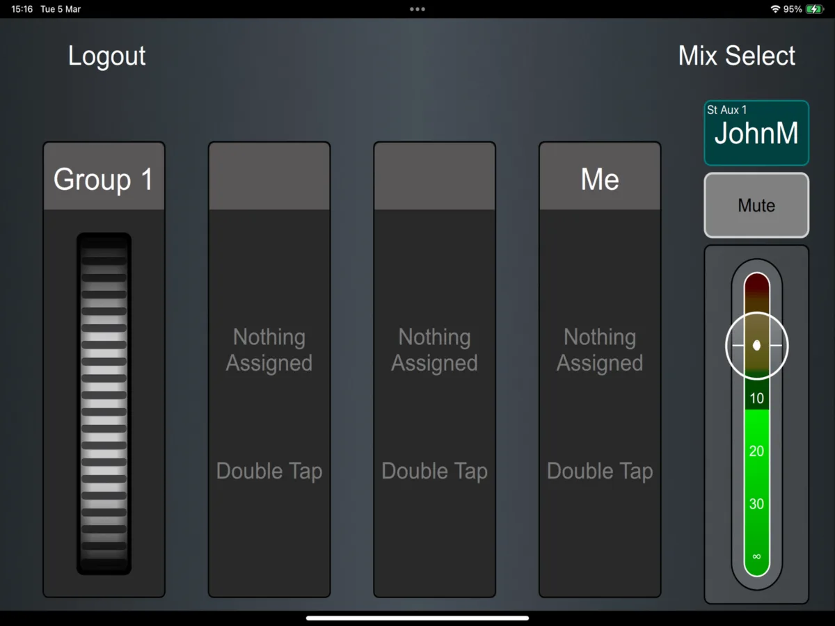 dLive4You sur iPad : choix du mix à contrôler