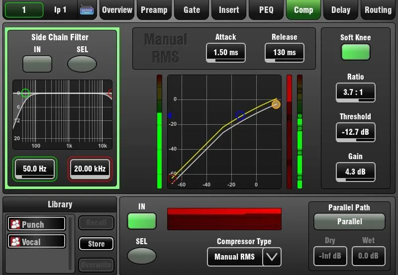 GLD-112 touch screen, Compressor with compressor type selection, firmware V1.5 (screenshot taken on a GLD-80, same software on the GLD-112)