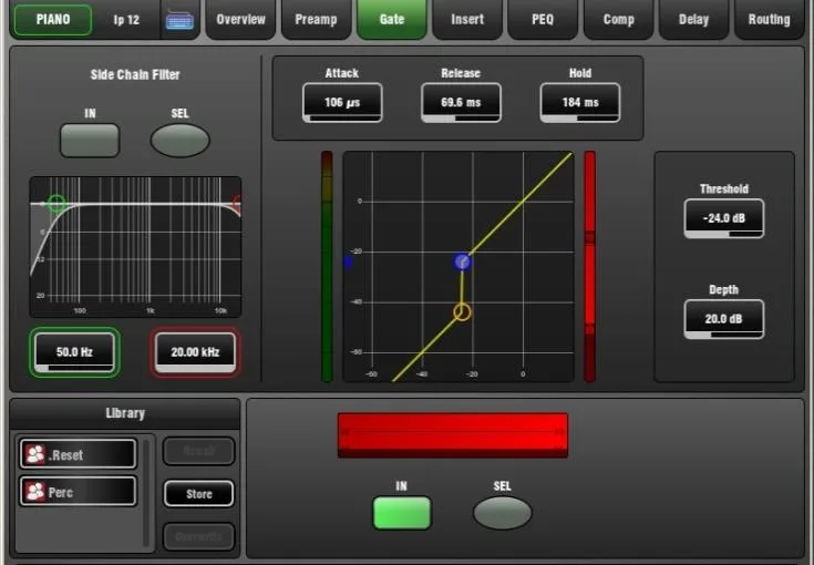 GLD-80 touch screen, Noise Gate with sidechain filter, firmware V1.5