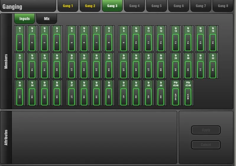 GLD-80 touch screen, Ganging, channel linking, firmware V1.5