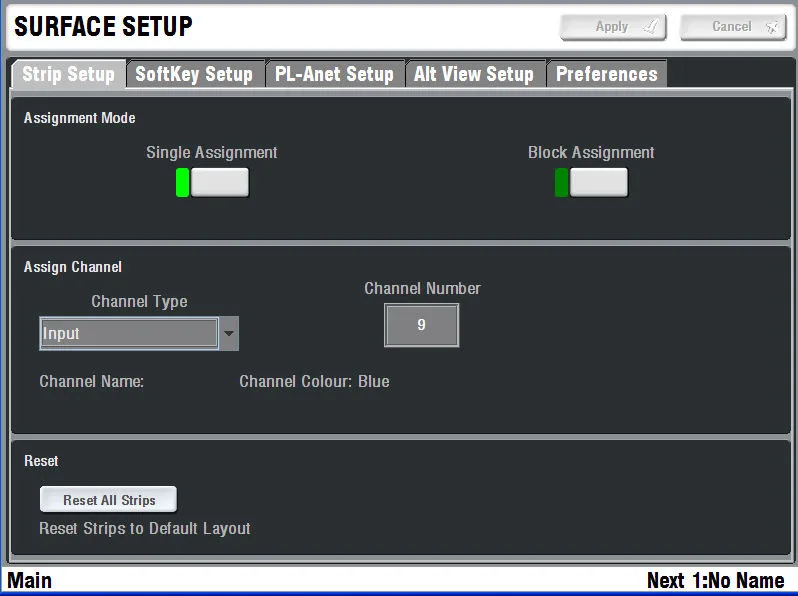 iLive-T112, écran tactile, Surface Setup, affectation des tranches (capture du guide iLive Fixed Format, commune aux T80, T112 et R72)