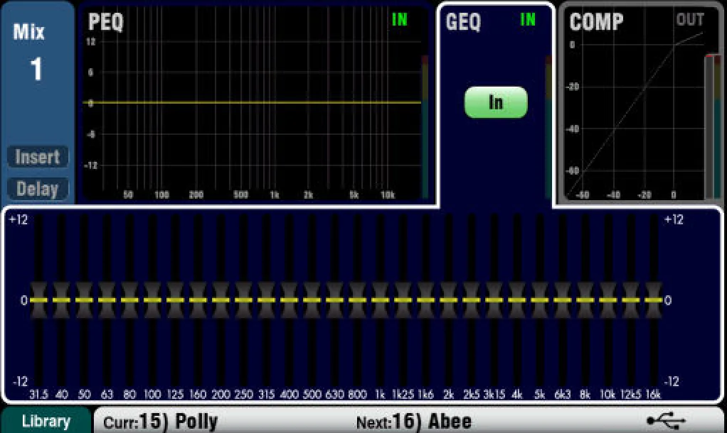 Écran tactile Qu : égaliseur graphique 28 bandes sur un Mix (firmware V1.9)