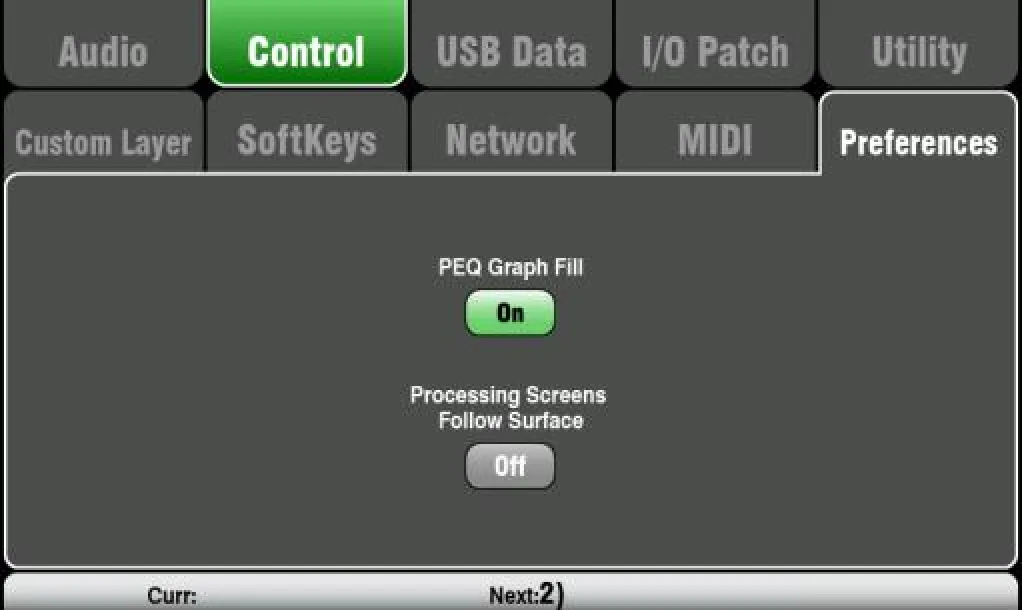 Écran tactile Qu : préférences (firmware V1.9)