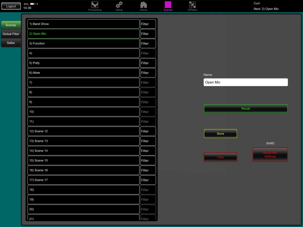 Qu-Pad sur iPad : gestion des scènes