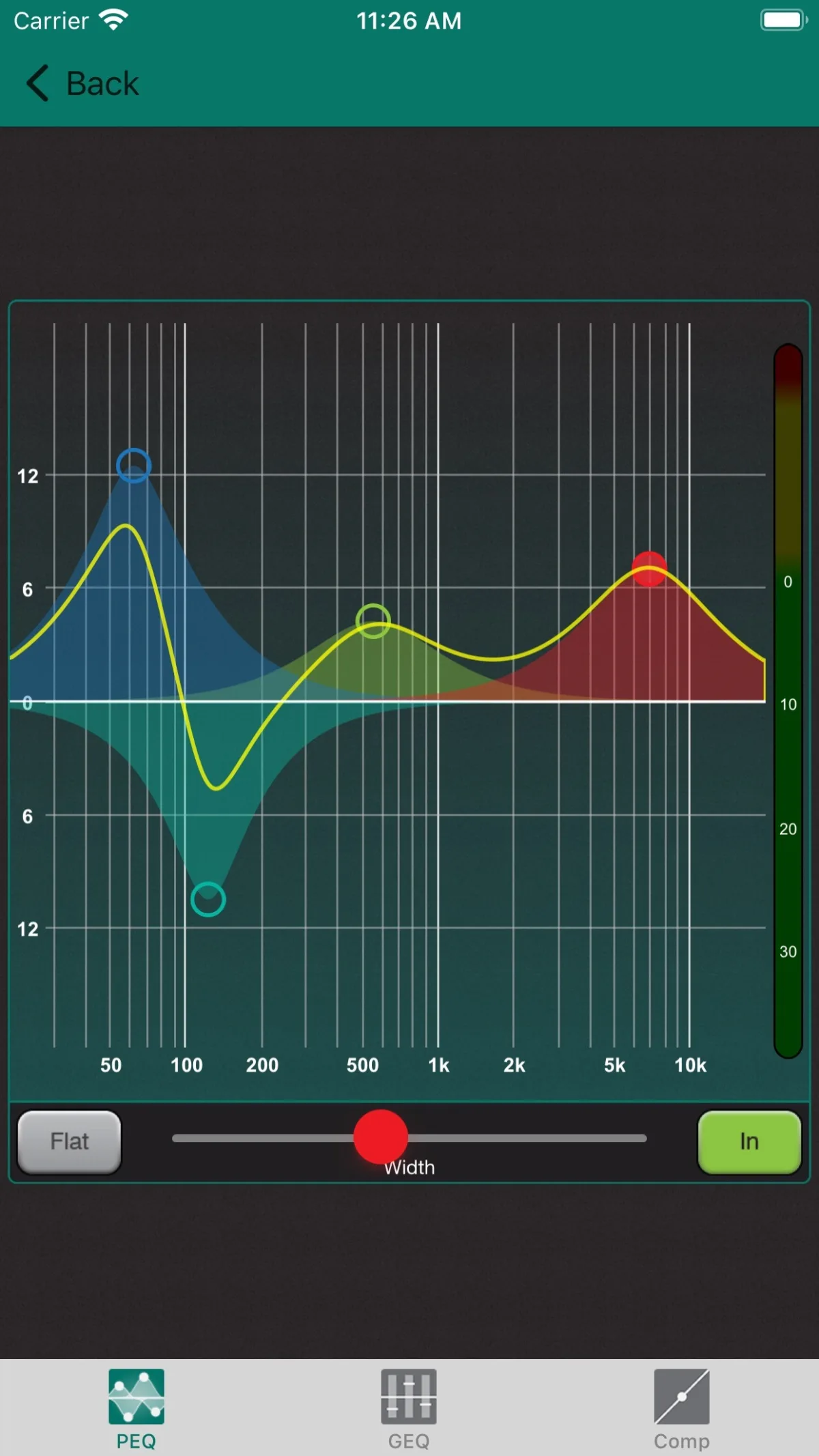 Qu-You sur iPhone : égaliseur paramétrique du retour