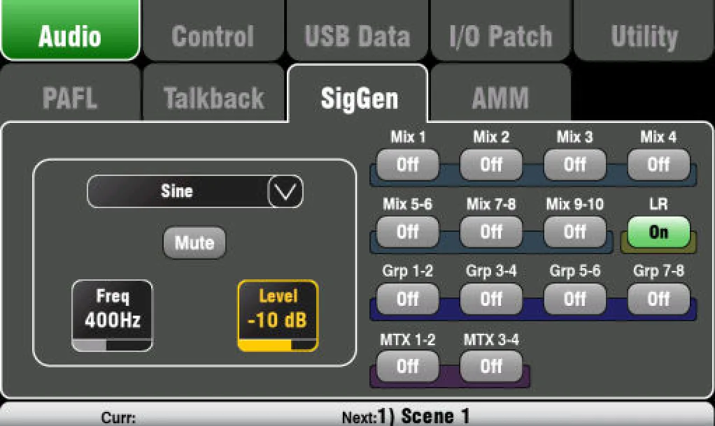 Écran tactile Qu : générateur de signal, capture sur Qu-24/Qu-32 (firmware V1.9)