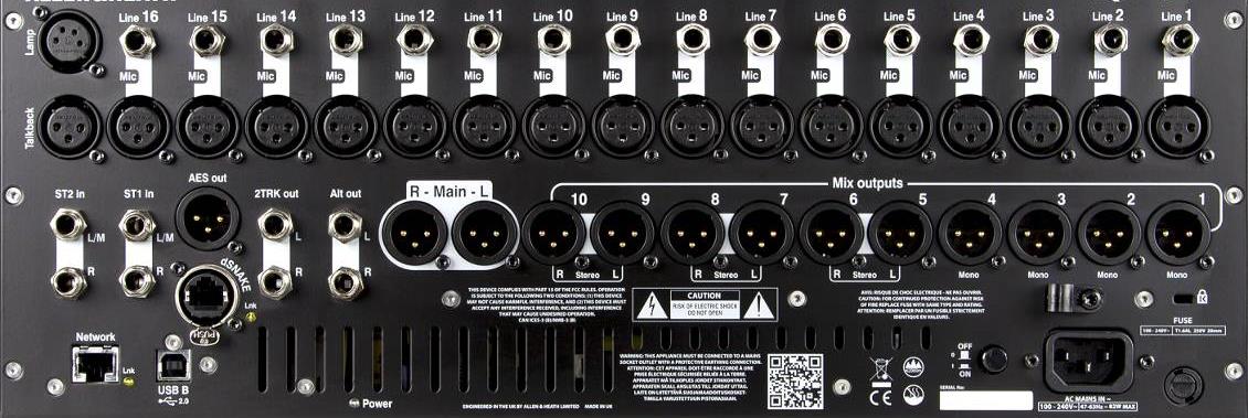 Allen & Heath Qu-Pac — Face arrière