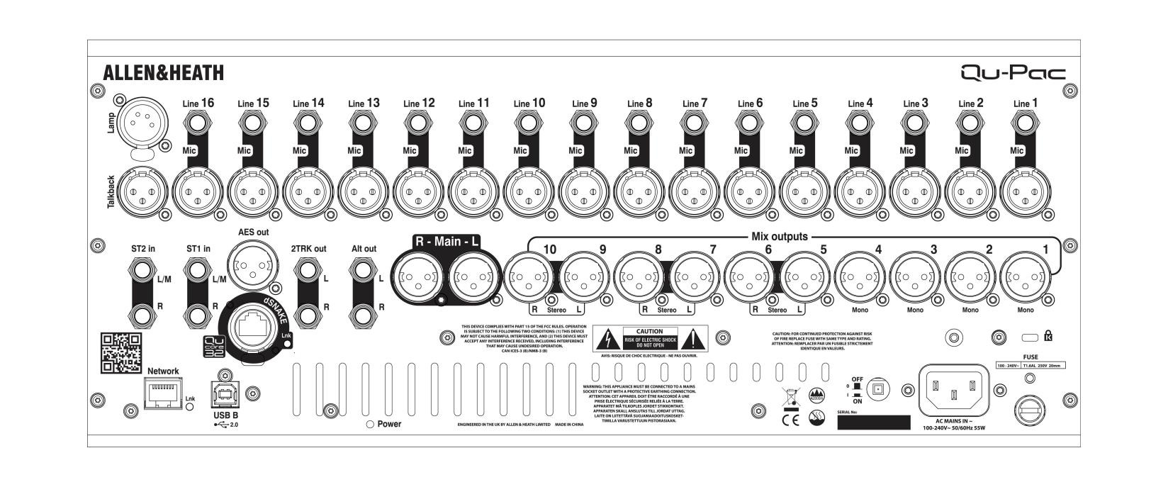 Allen & Heath Qu-Pac — Face arrière