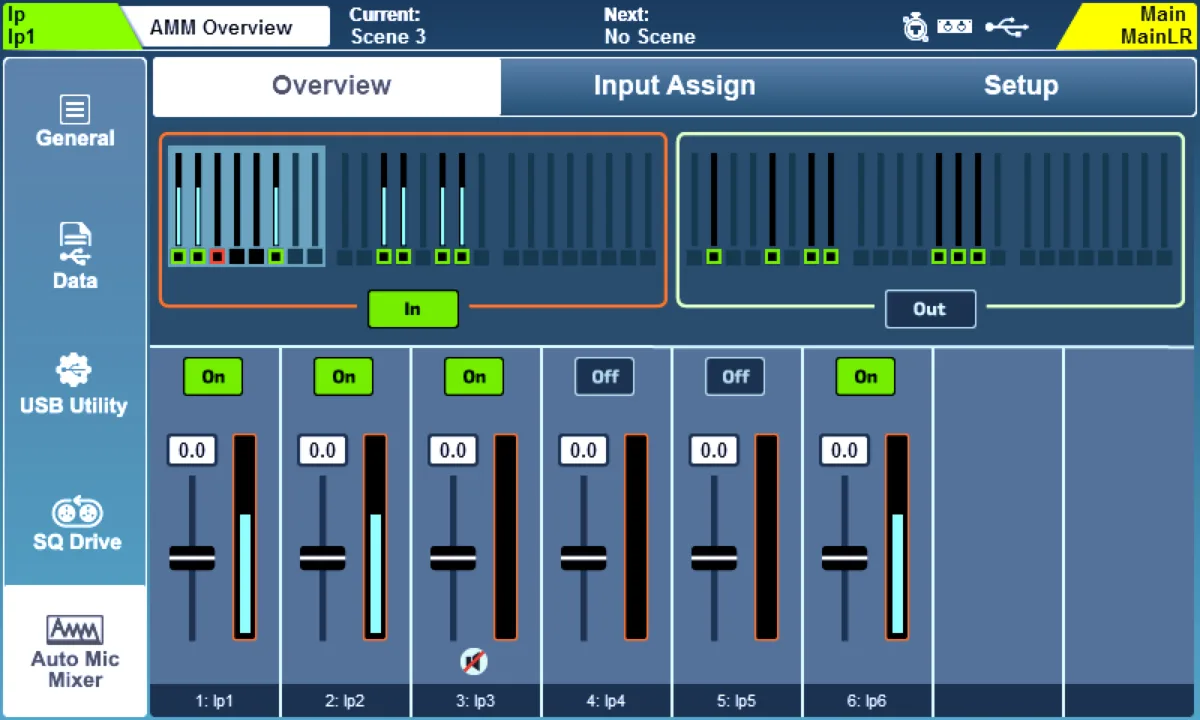 SQ touchscreen: AMM page: automatic mic mixer (firmware V1.6)
