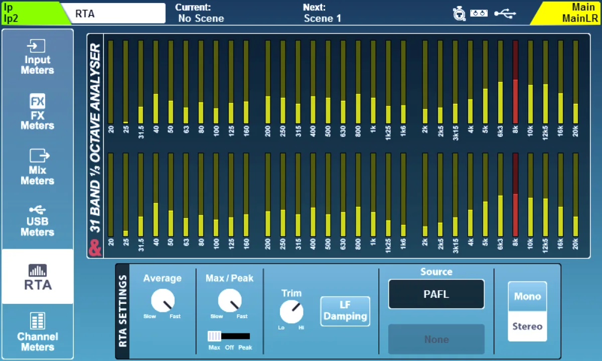 SQ touchscreen: RTA page: 31-band analyser (firmware V1.6)