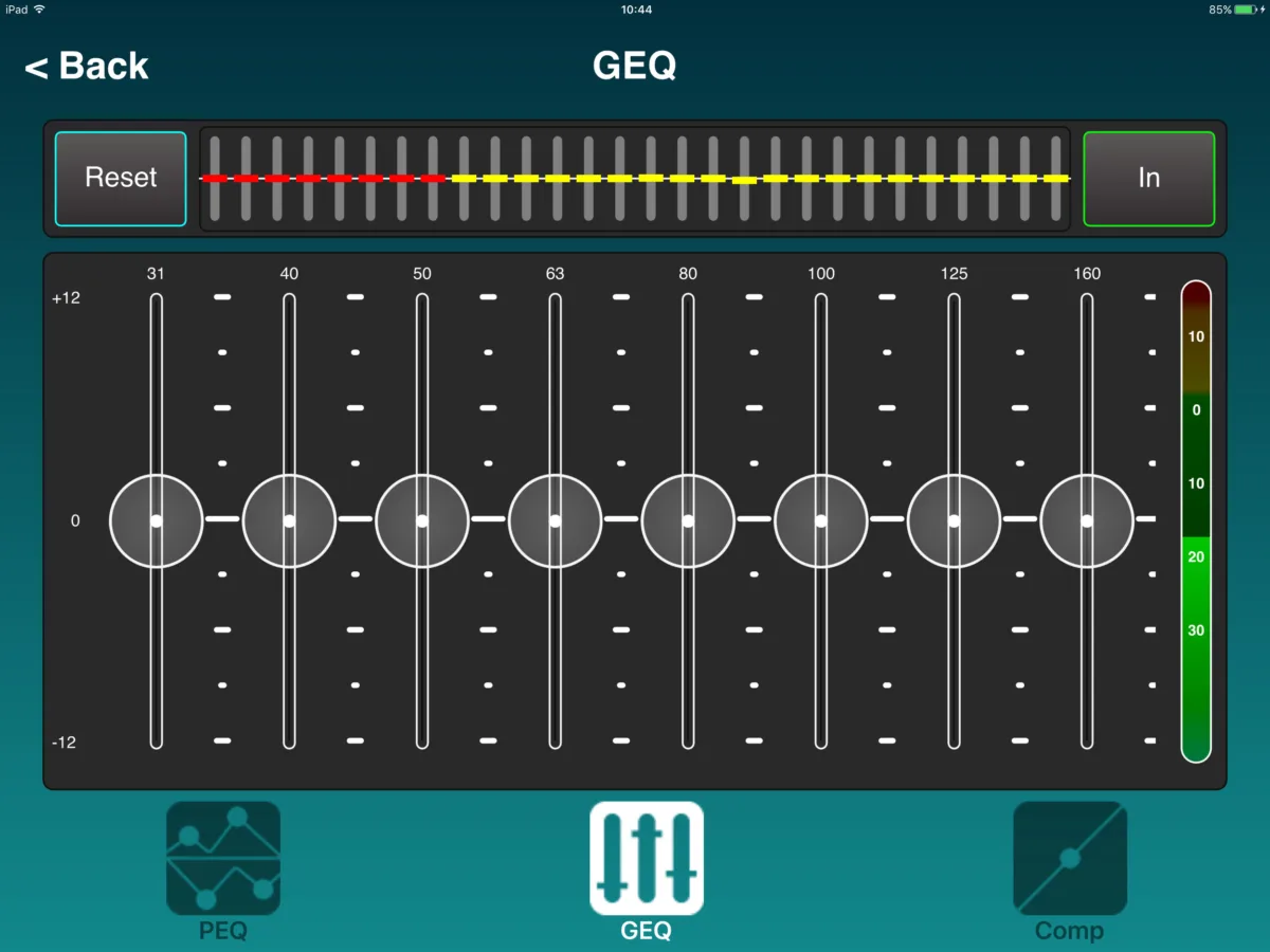SQ4You on iPad: monitor mix GEQ