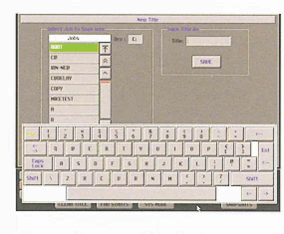 Création d'un titre (projet) sur le DMS avec le clavier virtuel de l'écran tactile