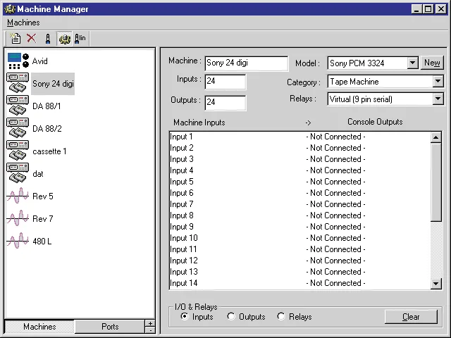 DFC Gemini Encore screen: Machine Manager