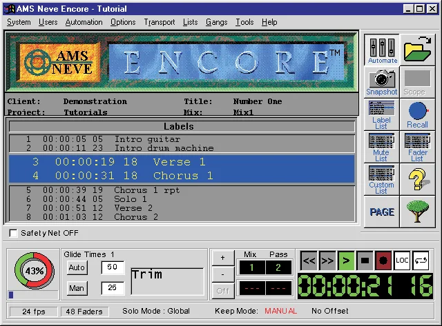 AMS Neve Encore (automation) screenshot
