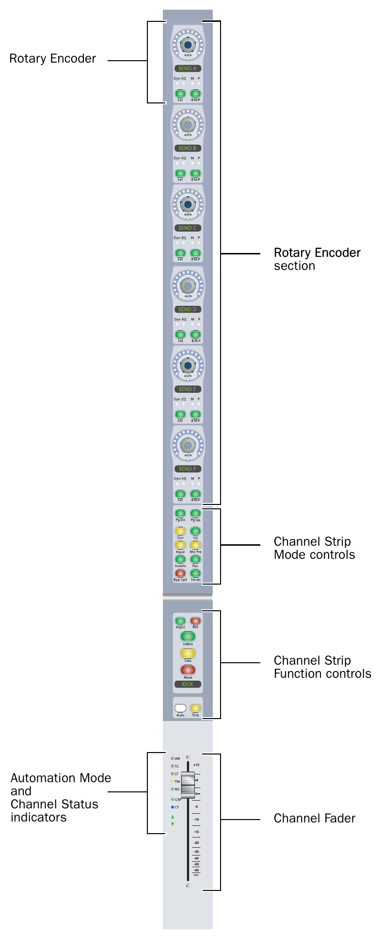 Avid ICON D-Control — Channel strip