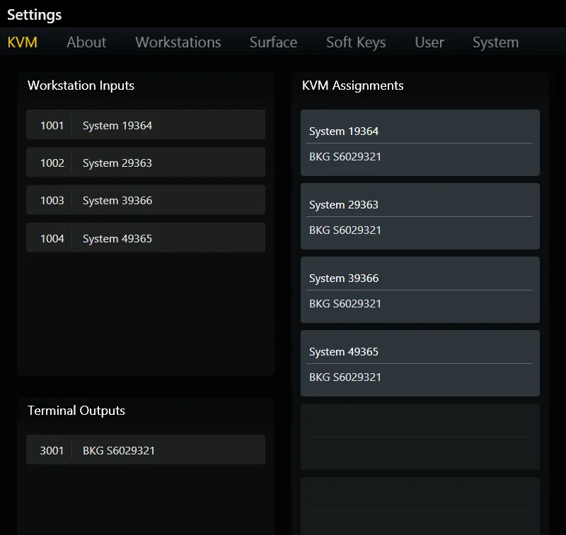 S6, Settings, KVM assignments
