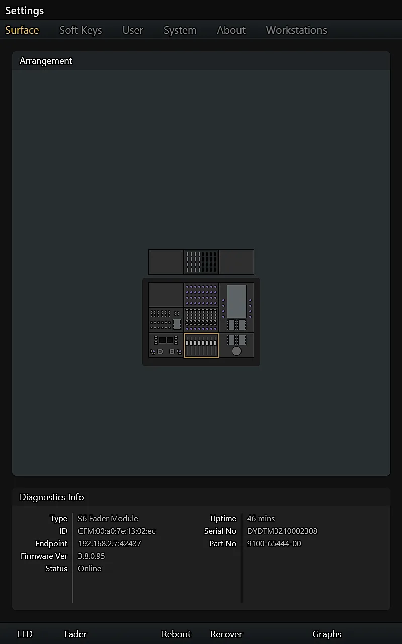 S6, Settings, surface diagnostics and calibration