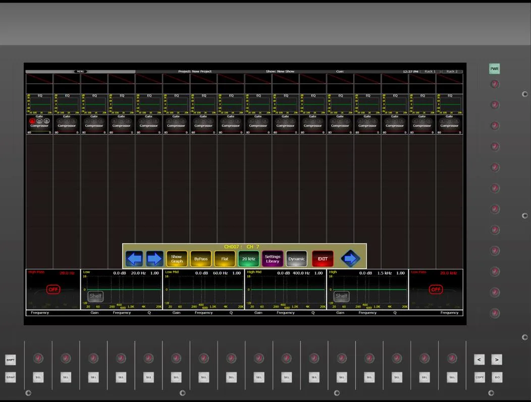 CDC five touchscreen. Bus sends shown on the surface screen