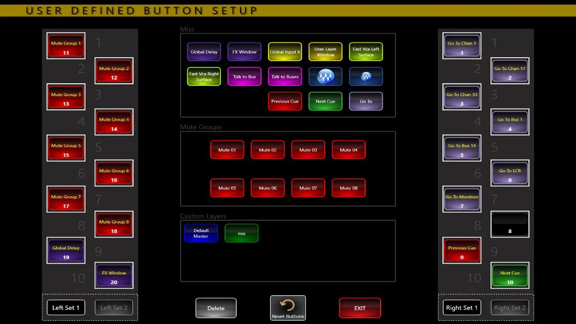 CDC five touchscreen. User Define Button Setup page