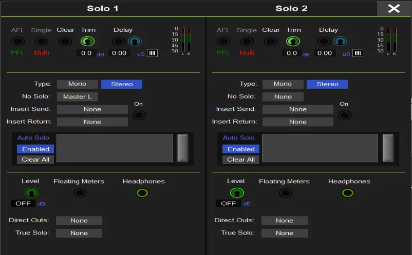 Configuration des bus Solo 1 et Solo 2 de la Quantum852